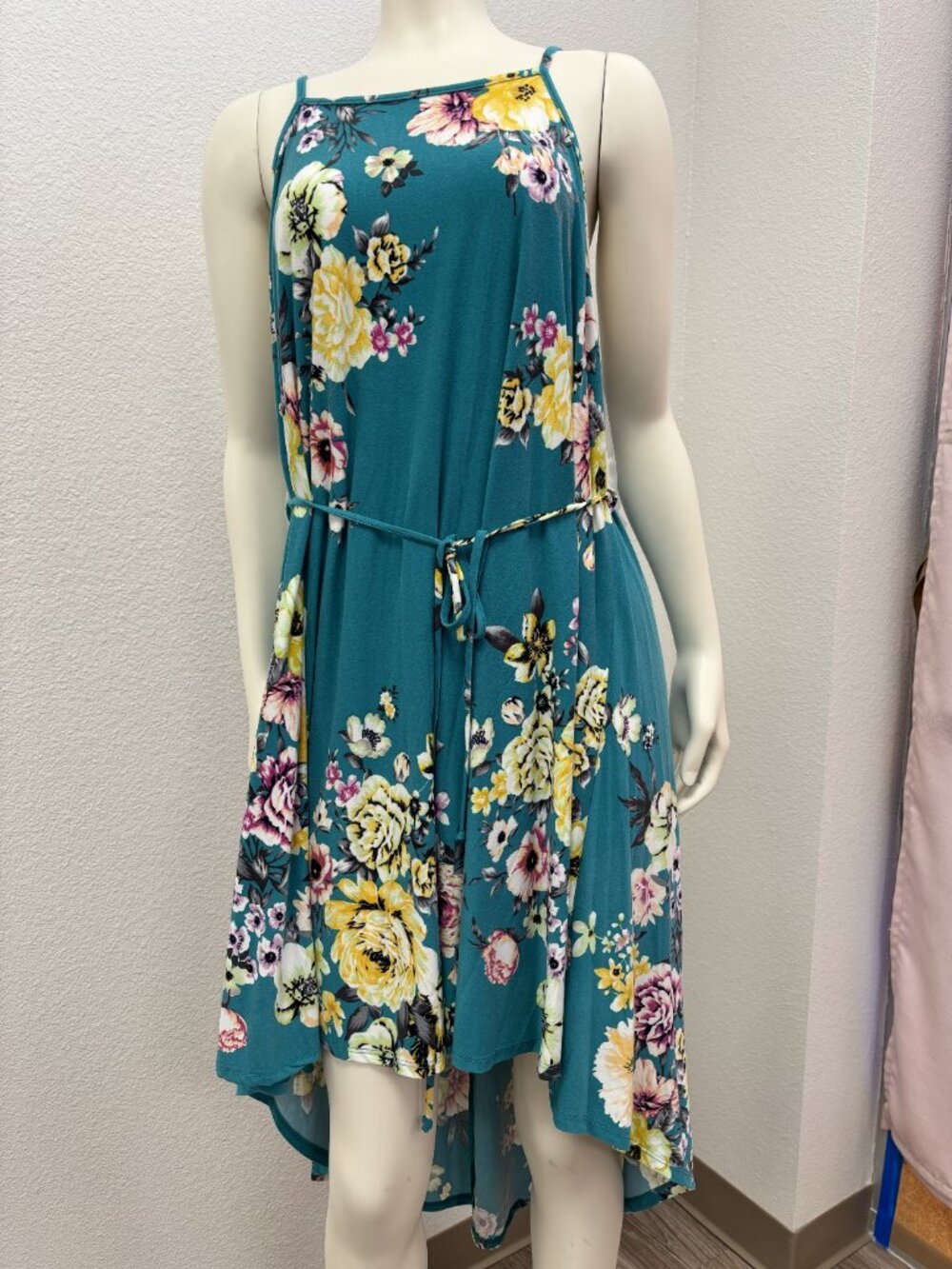 Emerald NWT 2X Jade Floral High Low Midi Dress Plus Size Tie Waist